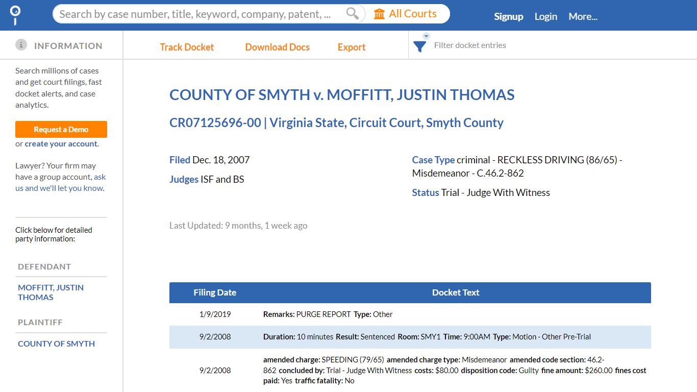 COUNTY OF SMYTH v. MOFFITT, JUSTIN THOMAS, CR07125696-00 (Virginia ...